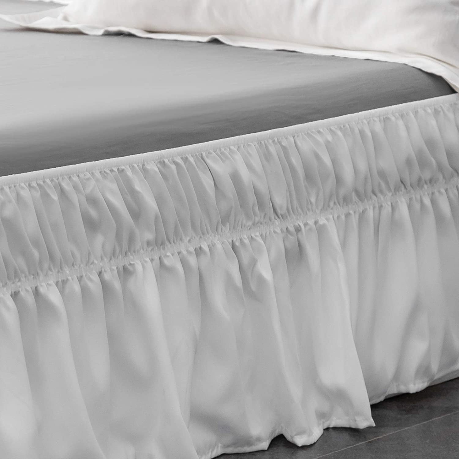 IGUOHAO Jupe de Lit 12 14 Pouces Anti Poussiere Trois Cotes en Tissu avec Elastique Sans Dessus Facile a Mettre Taille Grand Blanc Walmart