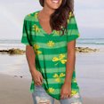 thumbnail image 1 of Liquidation! Mode Femmes Été Imprimé T-Shirt Col en V Manches Courtes Blouse Décontractée Offres Éclair Palettes de Retour 68, 1 of 5