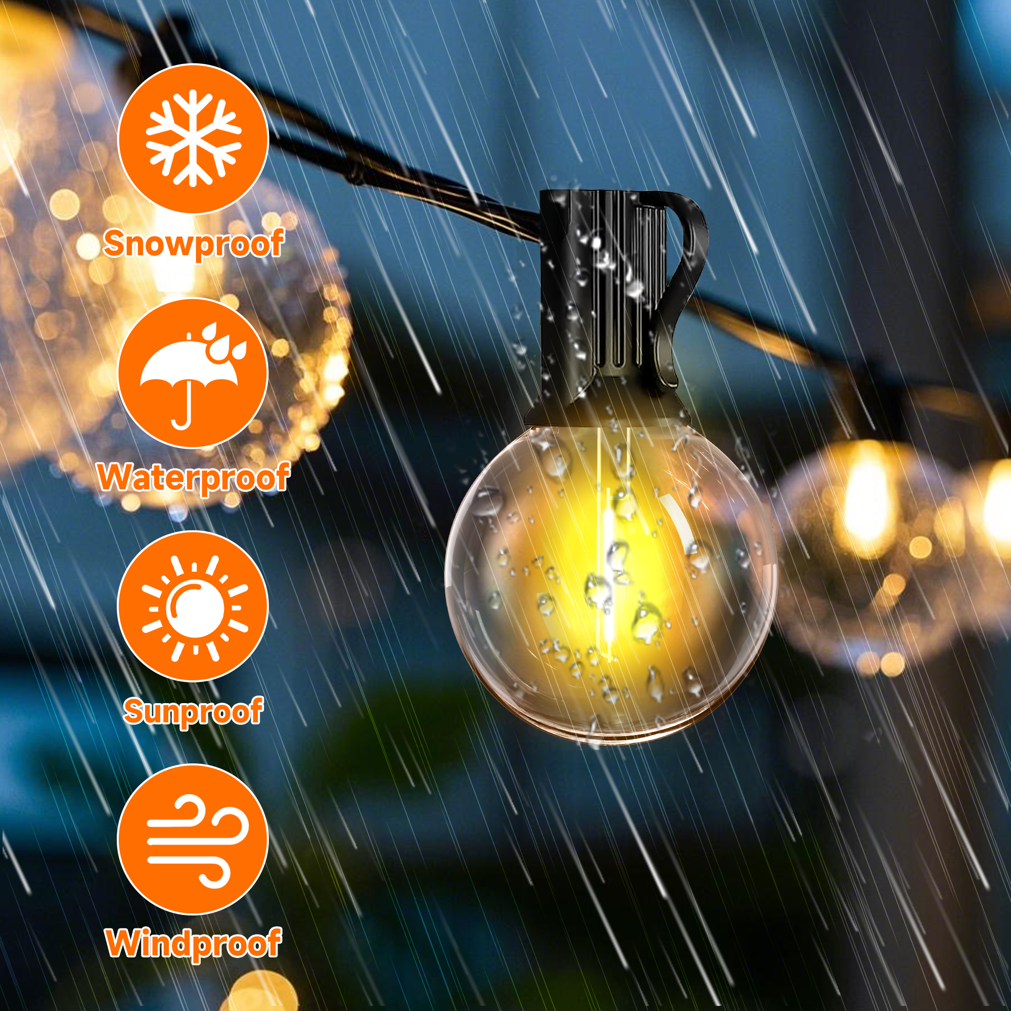 DAYBETTER Solar String Lights, 25 Ft with 12 G40 Bulbs photo 5