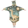 thumbnail image 2 of FORMRS Wearable Blanket Hoodie with Sleeves for Kids Cozy Flannel Sweatshirt, Dinosaur with Stars, 2 of 7