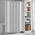thumbnail image 3 of Grey Stripes Fabric Shower Curtain French Stripe Farmhouse Style Washable Shower Curtains for Bathroom, Waterproof Bath Curtain with Hooks Home Decor 72x72in, 3 of 8