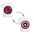 thumbnail image 1 of Kids Boys Spiderman Short Sleeve T-shirt Sequins Turn Over Pattern Changing Tops Tee, 1 of 3