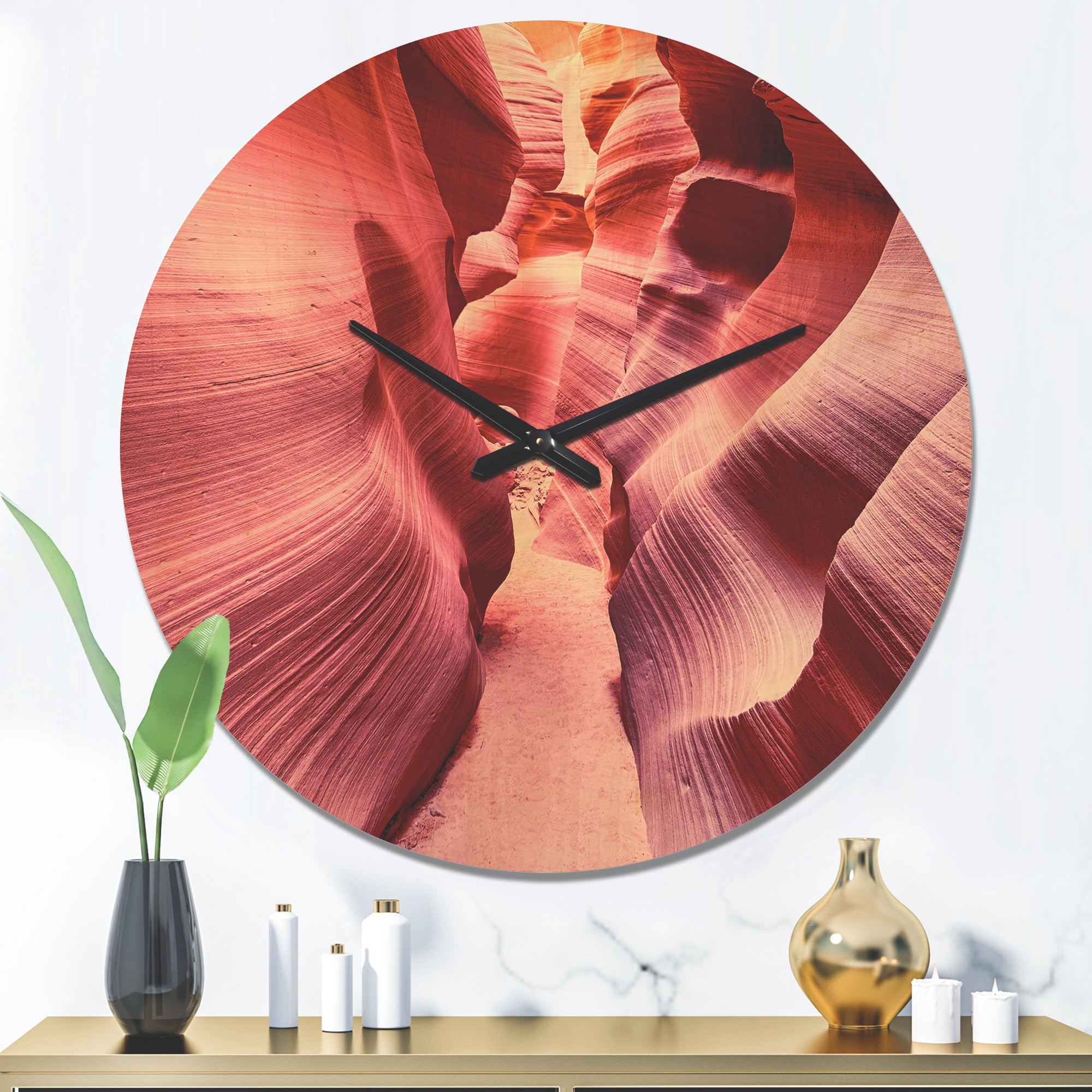 Designart 'Famous Antelope Canyon Landscape' Modern Wood Wall Clock