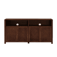 thumbnail image 5 of Hassch Rattan Buffet Cabinet with 4 Doors, Modern Credenza Storage Cabinet, Sideboard with Adjustable Shelves for Living Room, Dining Room, Kitchen, Hallway, Walnut, 5 of 7