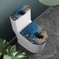 thumbnail image 2 of HELLHERO Black Cat Floral Pattern Elastic Bottom Polyester Toilet Dust Cover Set Stretch Toilet Bowl Cover & Machine Washable for Bathroom Supplies, 2 of 8