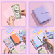 thumbnail image 2 of La carpeta de cuero A6 Macaron se puede llenar con 12 hojas sueltas, bolsa con cremallera, libro de almacenamiento de cambio de billetes, 2 of 4