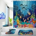 thumbnail image 2 of and Fishes Bathroom Sets with Rugs and Accessories Blue Ocean Seaweed Shower Curtains Set Bathroom Sets for Boys and Girls Underwater Sea World Bathroom Sets with Bath Mat, 2 of 9