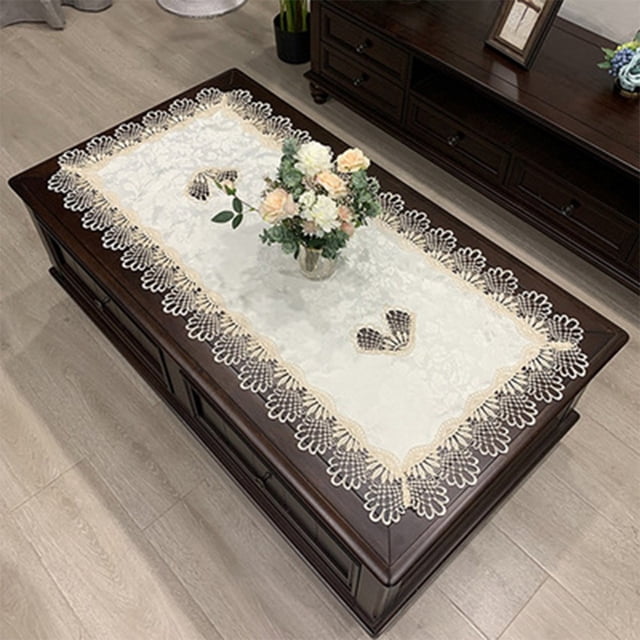 Luckyn European Embroidered Tablecloth Western Tea Table Runner Coffee Table Flag Rectangle Lace Dust Cover 50*100cm