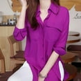 thumbnail image 6 of Office Lady Women Chiffon Stand Neck Tops Tee Long Sleeve Shirt Casual Blouse Loose Shirt S-XL, 6 of 6