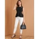 thumbnail image 3 of INSPIRE CHIC Top Peplum Sin Mangas Con Cuello Redondo Y Panel De Encaje De Malla Floral Para Mujer Negro XS, 3 of 7