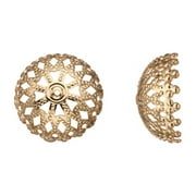 Bead Cap, Gold-Finished Brass, Filigree Dome, 22x10mm Sold per pkg of 8