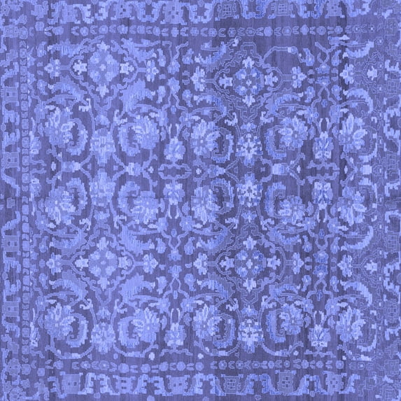 Ahgly Company Machine Washable Indoor Square Abstract Blue Modern Area Rugs, 5' Square