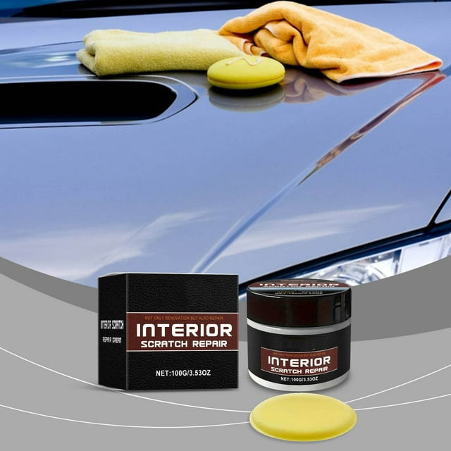 Qaailabf Car Interior Dashboard Scratch Repair Kit | Portable Wax Remover | Easy to Use | Fast Restoration | UV Protection | Safe Formula | Deep Scratch Coverage | Includes Sponge | Auto Interior