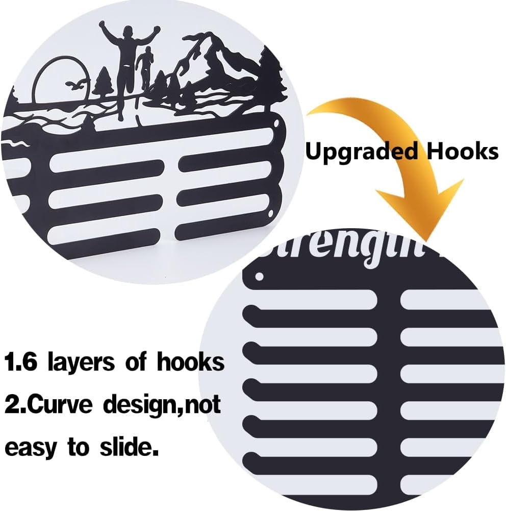 1 Set Sports Medal Hanger Display Medal Holder Award Metal Medals Organizer Ribbon Display Holder Rack Wall Mounted Race Non-Slip Hooks Gifts for Athletes diy Sports