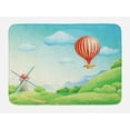 thumbnail image 1 of Grass Bath Mat, Summer Season with Mill and Hot Air Balloon Style Cartoon Design Illustration, Plush Bathroom Decor Mat with Non Slip Backing, 29.5" X 17.5", Multicolor, by Ambesonne, 1 of 2