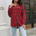 thumbnail image 2 of Honeeladyy Womens Long-Sleeve Classic-fit Lightweight Plaid Flannel Shirt Red XL, 2 of 7