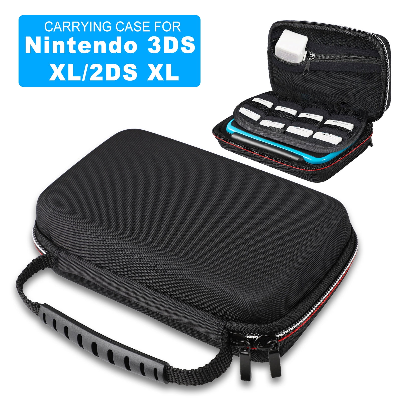 Black 2Pcs EVA Game Console Protective Hard Case,Portable Carry Dustproof Storage Bag for 3DSXL//3DS LL//3DS,with Hanging Rope Black