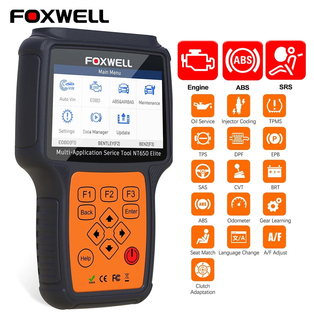 FOXWELL NT650 Automotive Code Reader Obd2 Scanner ABS/Airbag/SAS/EPB/DPF/BRT/EPS/CVT/Oil Service Reset Car Special Service Diagnostic Scan Tool 