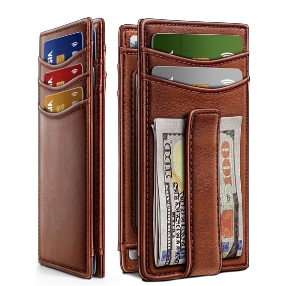 Gmdisc Wallet for Men Slim, Genuine Leather Magnetic Closure Minimalist Mens Wallet RFID Blocking Holiday Gifts For Men