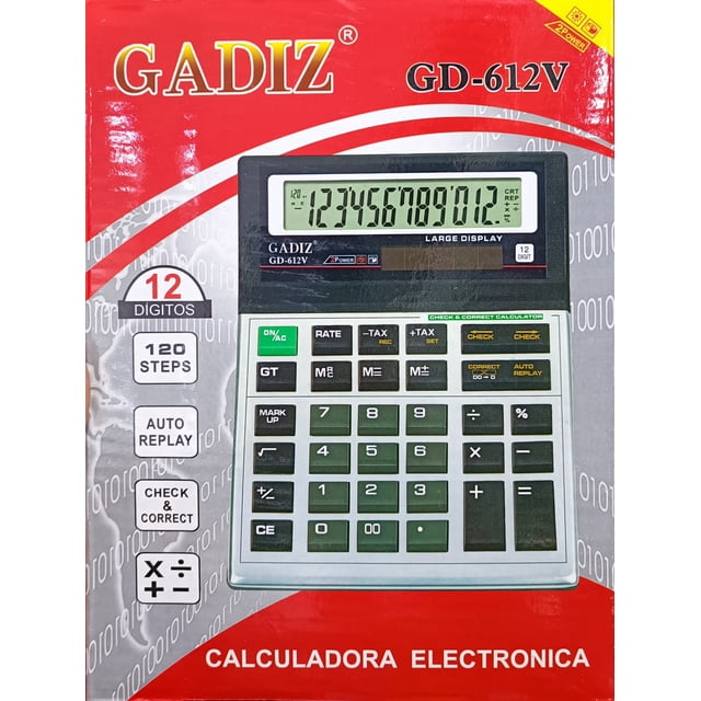 Calculadora Escritorio 12 Digitos Pantalla Grande Negocio Oficina Gadiz Calculadora Gadiz GD612V