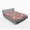 thumbnail image 2 of Ambesonne Spring Fitted Sheet, Rose Lily Flowers Pattern, King Size, Pastel Pink and Pale Redwood, 2 of 5