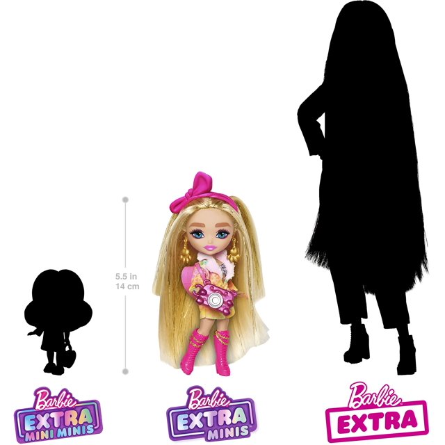 Barbie Extra Minis Travel Doll with Safari Fashion, Barbie Extra Fly Small Doll, Animal-Print Outfit with Accessories Barbie -