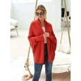 thumbnail image 5 of Women'S - Batwing Cable Knitted Slouchy Oversized Wrap Cardigan Sweater Rust  Size, 5 of 8