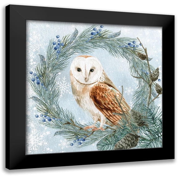 Allen, Kimberly 12x12 Black Modern Framed Museum Art Print Titled - Winter Owl 1