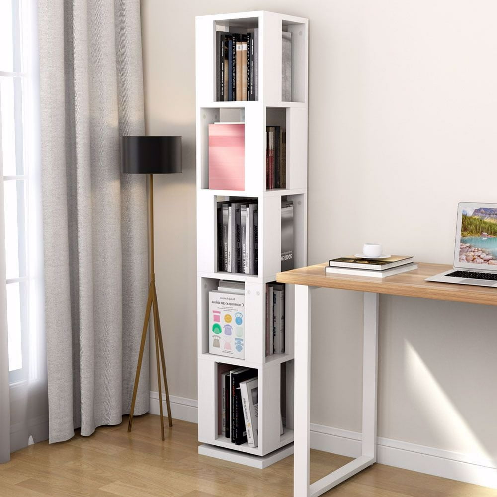 Tribesigns 5Tier Rotating Bookshelf, Modern Corner Bookcase for Home