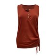 thumbnail image 6 of gakvbuo Summer Tank Top for Womens 2025 Summer Women'S Solid Color-Breasted Half Cardigan Drawstring Vest T-Shirt, 6 of 8
