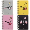 thumbnail image 1 of minicuaderno de dibujos animados, libreta portátil de bolsillo, diario de viaje (rosa, amarillo, gris y negro), 1 of 7