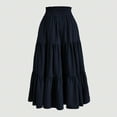 thumbnail image 4 of Abomasnow Maxi Skirts for Women Summer Drawstring Elastic Waist Tiered Long Skirt with Pockets, 4 of 4
