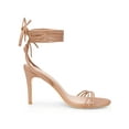 thumbnail image 3 of BLISSFUL STEP Women's Strappy Lace Up Slingback Open Toe Stiletto Heel Sandals Nude 11, 3 of 7