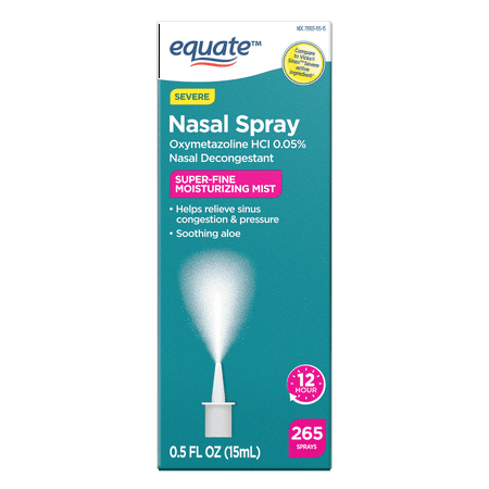 Equate Severe Nasal Spray Oxymetazoline HCI 0.05%, Superfine Mist, 12 Hour, 265 Sprays, Compare to Vicks® Sinex™ Severe Active Ingredient