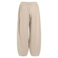 thumbnail image 5 of UngA Baggy Sweatpants Women Women High Waist Casual Pants Elastic Wide Leg Summer Beach Palazzo Trousers with Pockets Lightweight Comfy Beige,XL, 5 of 6