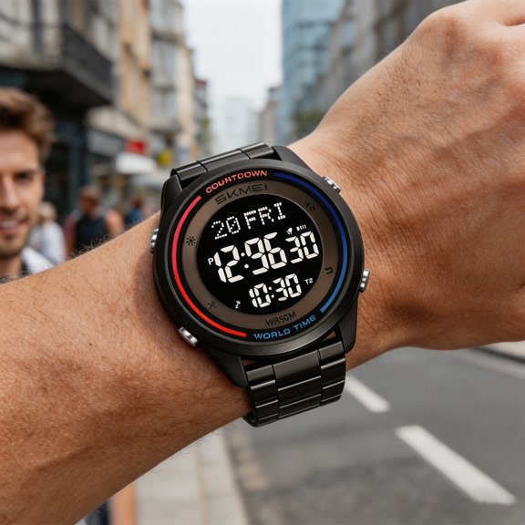 MMJ Digital Watch Multifunction Chronograph Large Dial Luminous Waterproof Electronic Wristwatch with Alarm Stopwatch for Outdoor Running Hiking Daily
