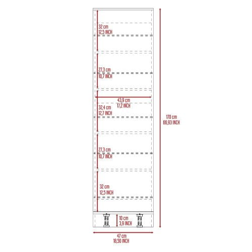 Leto XL Shoe Rack with Full-Length Mirror, Five Interior Shelves, Single-Door Cabinet