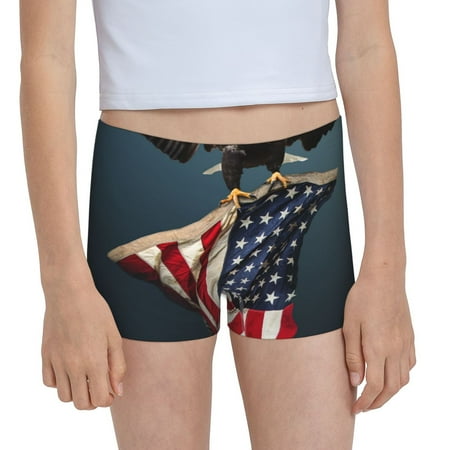 Pofeuu American Flag Print Soft Cotton Girls Boyshort panties Toddler Underwear-Medium