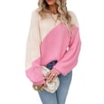 thumbnail image 1 of Liacowi Women Juniors Knitted Sweater Long Sleeve Contrast Color Pullover Retro Jumpers Tops Fall Loose Knitwear for Teen, 1 of 9