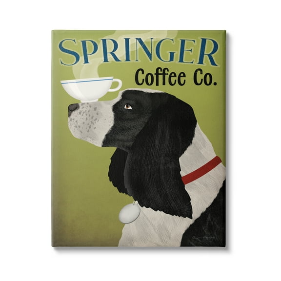 Stupell Industries Springer Coffee Advertisement Animals & Insects Painting Gallery Wrapped Canvas Print Wall Art, 16 x 20