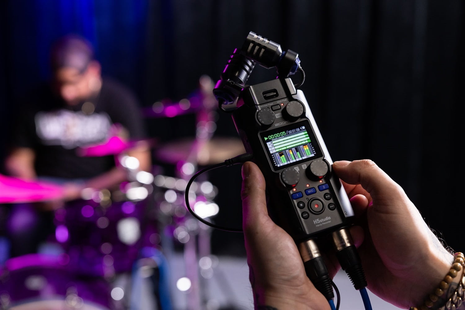 Zoom H5studio Handy Recorder Bundle with Official Accessory Pack, 32-Bit Float Recording, Detachable XY Microphone, 64GB microSDHC Card, Batteries, and Cleaning Cloth
