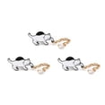 thumbnail image 2 of 6pcs Cat with Pearl Tassel Enamel Pin Electrophoresis Black Alloy Animal Brooch for Backpack Clothes White 14x28x1.5mmDIY, 2 of 4
