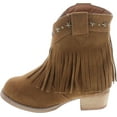 thumbnail image 2 of I YOKIDS CECE-65K Girl's Modern Studded Fringe Cowboy Chunky Ankle Bootie, 2 of 7