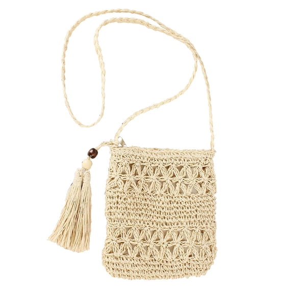 mirlewaiy Small Straw Crossbody Bag Women Weave Rattan Shoulder Bag Beach Shoulder Purse with Tassel