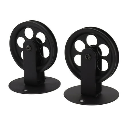 

2pcs Industrial Pulley Wheels for Plug in Barn Pendant Light Vintage Wall Ceiling Mount Lifting Towing Pulleys Black