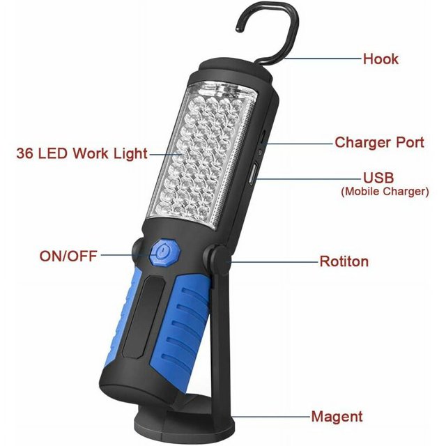 Luz de inspección Luz LED recargable, Luz de trabajo LED recargable
