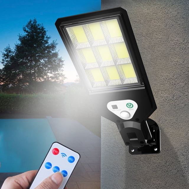 Luces solares para exteriores con sensor de movimiento, luces solares alimentadas por energía solar con 3 modos y 9 LED COB, luces de seguridad para valla, jardín, patio, puerta principal V93COB Solar