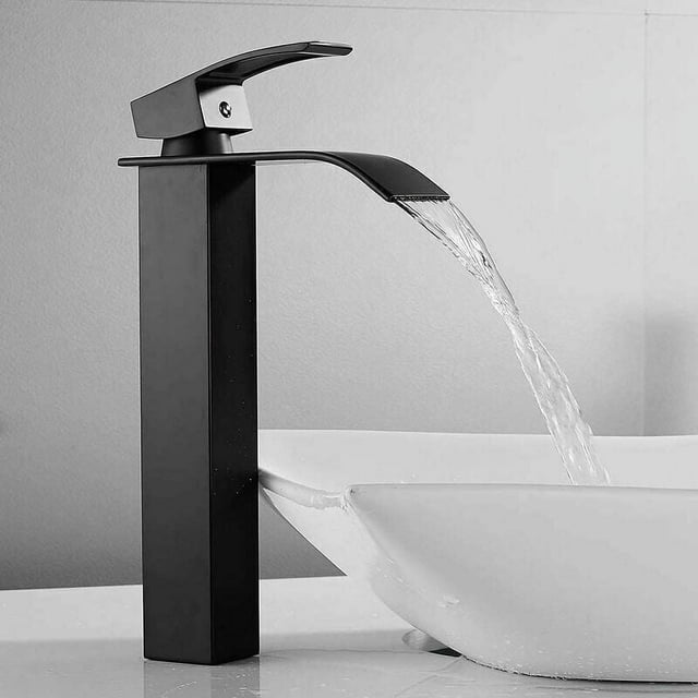 Robinet Finition Noire Mate, Conception de Sortie d'Eau à Poignée Unique, Installation Facile Cartouche de Disque en Céramique pour Intégration Sans Couture dans la Salle de Bain (Construction en Acier Massif)