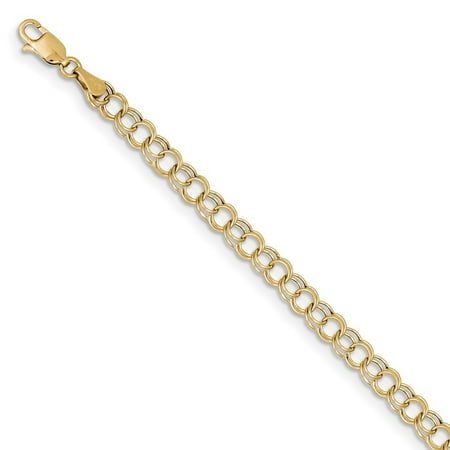 Roy Rose Jewelry 10K Yellow Gold Hollow Double Link Charm Bracelet ~ length: 8 inches