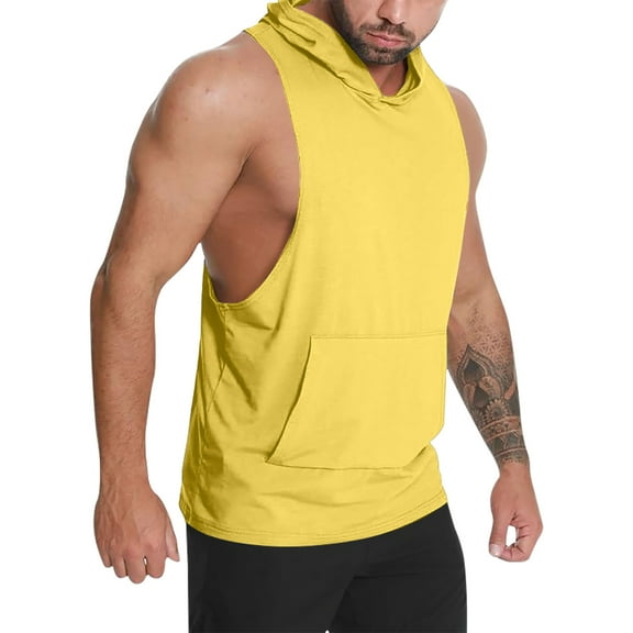 Njoeus Gym Tops Boys Shirts Men's Casual Sleeveless Hoodies Tops Summer Tank Top for Men Fashion Hooded Gym Workout T-Shirt Tops M-Xxl Short Sleeve Shirts for Men